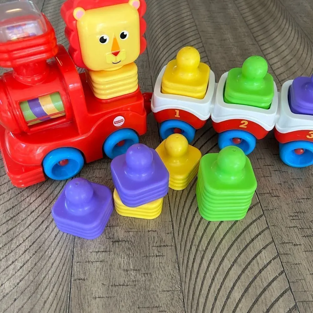 Easy as 1 2 3 CLASSIC Choo Choo Train 🚂 and Blocks Toy Set Tiger🐯& 9 blocks!